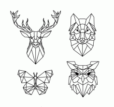 Polygonal Geometric Animals Laser Cut CDR File
