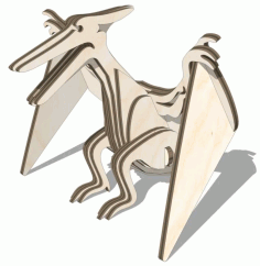 Pterodactyl Laser Cut 3D Animal Puzzle Layout CDR File