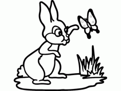 Rabbit and Butterfly Free DXF Vectors File
