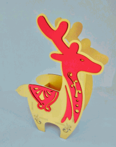 Reindeer Pen Holder Desk Organizer Laser Cut Free CDR File