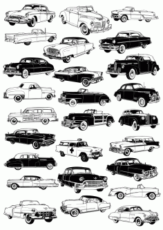 Retro Cars Vector set Free CDR Vectors File