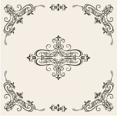 Retro Floral Frame Free Vector DXF File