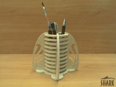 Round Pencil Box Desk Organizer Laser Cut Free CDR File