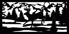 Running Deer Plasma Cut Metal Art DXF File