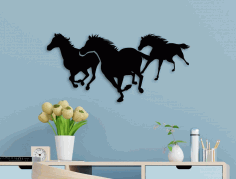 Running Horses Wall Art Laser Cut CDR File