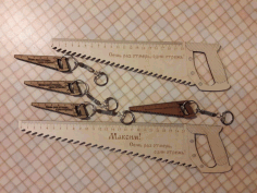 Saw Shaped Wooden Ruler Keychain Free CDR Vectors File