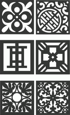 Set of Traditional Decorative Metal Grill Panel DXF File