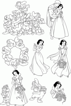Seven Dwarfs Snow White Wall Decal CDR File