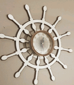 Ships Helm Wall Clock Laser Cut CDR File