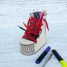 Shoes Desk Organizer Pencil Holder Laser Cut Free CDR File