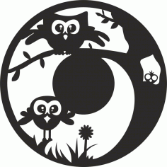 Silhouette Decorative Owls Clock Plan CDR Vectors File
