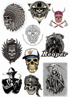 Skull Vector Pack Laser Printing CDR File