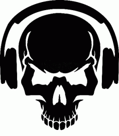 Skull with Headphones Art DXF File