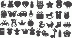 Small Kindergarden Kids Sticker Laser Cut CDR File