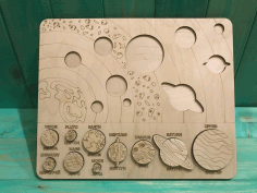 Solar System Peg Puzzle Game Educational Toy Laser Cut Free CDR File