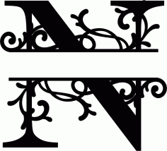 Split Monogram Letter N Free DXF Vectors File
