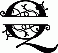 Split Monogram Letter Q Free DXF Vectors File