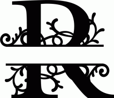 Split Monogram Letter R Free DXF Vectors File