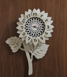 Sunflower Wooden Clock Laser Cut CDR File