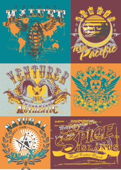 T-Shirt Labels Illustrations Free CDR File