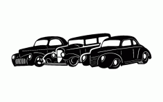 Three Old Cars Free DXF Vectors File