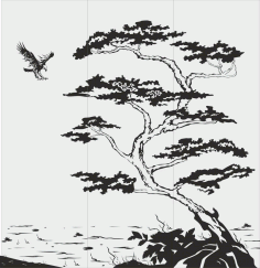Tree Scene Sandblast Pattern CNC Laser Cut Free CDR File