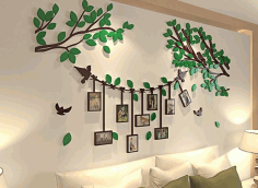 Tree with Pendant and Birds Pattern Free Vector CDR File
