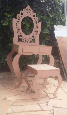 Trendy Vanity Mirror and Stool CDR Vectors File