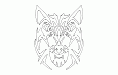 Tribal Wolf Animal Line Art Drawing Vector Free Download DXF File