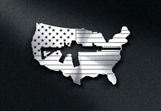 Us Flag With A Gun Cut Out Design DXF File
