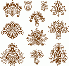 Vector Handdrawn Abstract Henna Mehndi Paisley Free CDR Vectors File