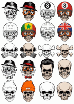 Vectors Skull In Cap CDR File