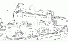 Vintage Train Engine DXF File