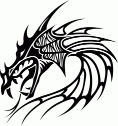 Vinyl Fire Dragon Flying Silhouette CDR Vectors File