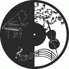 Violin Modern Wall Clock Frame CDR File