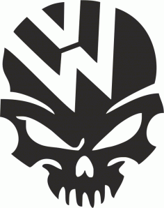 VW Volkswagen Logo Skull Vector Laser Cut CDR File