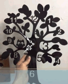 Wall Clock Tree For Cnc Laser Cut Free Vector DXF File