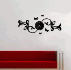 Wall Clock with Butterflies Wall Decor DXF Vectors File