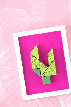 Wall Decor DIY From Paper Cute Tangram Cactus Free PDF File