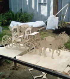 Wedding Carriage Laser Cut Wood Projects CDR File