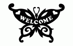 Welcome Text At Butterfly Free DXF Vectors File