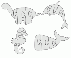Whale Jigsaw Puzzle Laser Cut DXF File