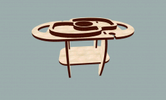 Wine Table Wooden Wine Bottle and Glass Table Laser Cut CDR File