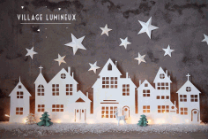 Winter Village Home Decor Laser Cut Idea CDR File