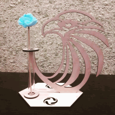 Wood Eagle Head Vase Stand Flower Pot CDR Vectors File