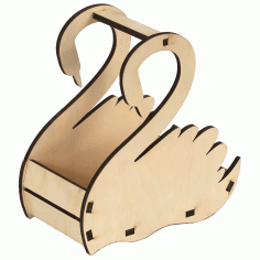 Wood Swan Flower Basket Template Laser Cut CDR File