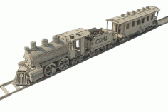 Wooden 3D Train Model CNC Laser Cutting CDR and Ai Vector File