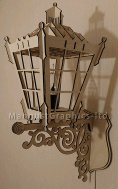 Wooden Carved Wall Lamp Decoration CDR File