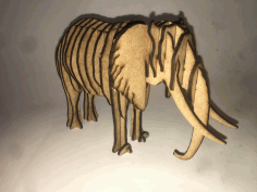 Wooden Elephant 3D Puzzle 3mm Laser Cut Free CDR File