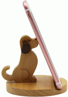 Wooden Engraved Dog Mobile Holder CDR File